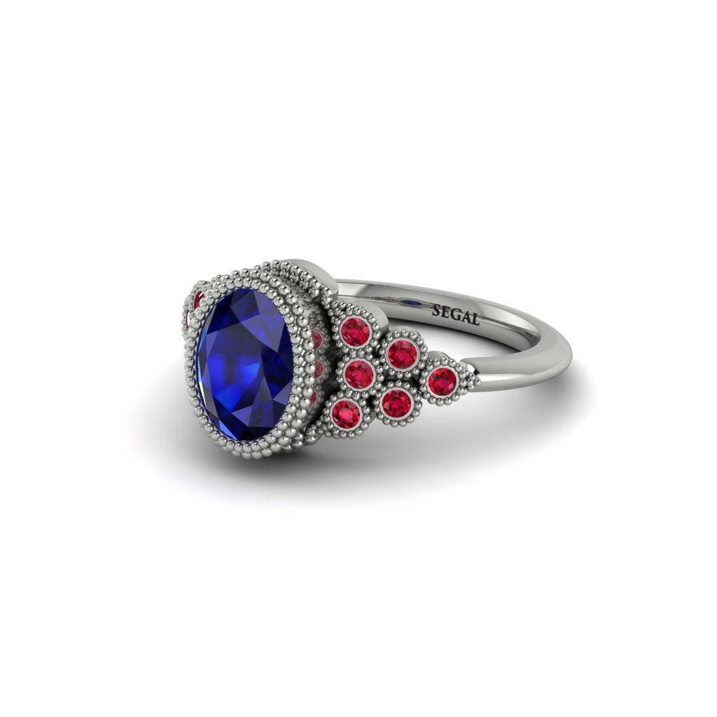 Ruby Milgrain Beaded Bezel Engagement Ring - Stacy No. 60