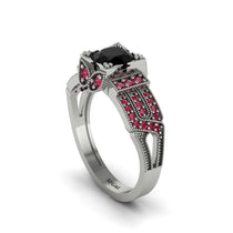 Black Diamond Milgrain Gold Engagement Ring - Lyric No. 54 image 1