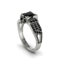 Black Diamond Milgrain Gold Engagement Ring - Lyric No. 39 image 1