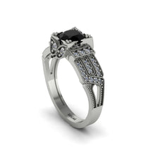 Black Diamond Milgrain Gold Engagement Ring - Lyric No. 9 image 1