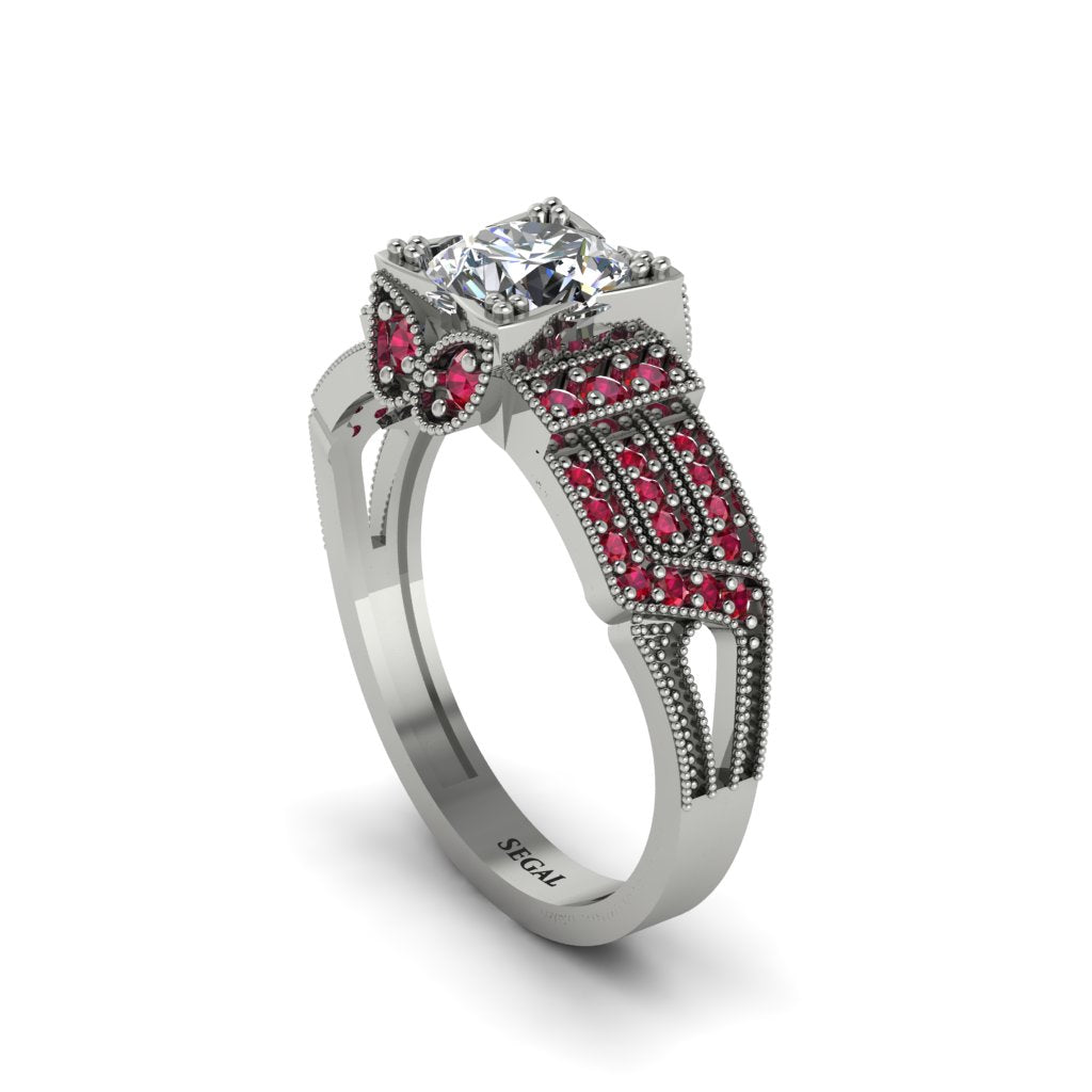 Diamond Milgrain Gold Engagement Ring - Lyric No. 48