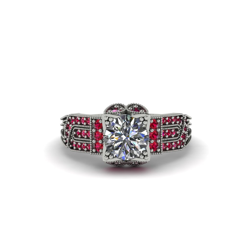 Diamond Milgrain Gold Engagement Ring - Lyric No. 48