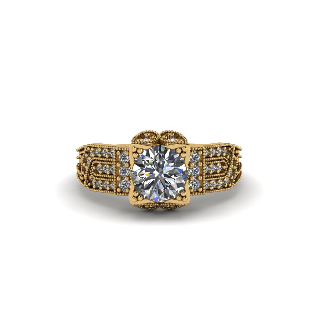 Diamond Milgrain Gold Engagement Ring - Lyric No. 1