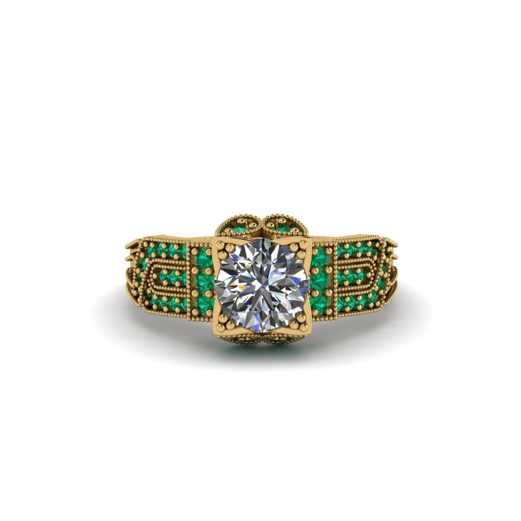 Diamond Milgrain Gold Engagement Ring - Lyric No. 16