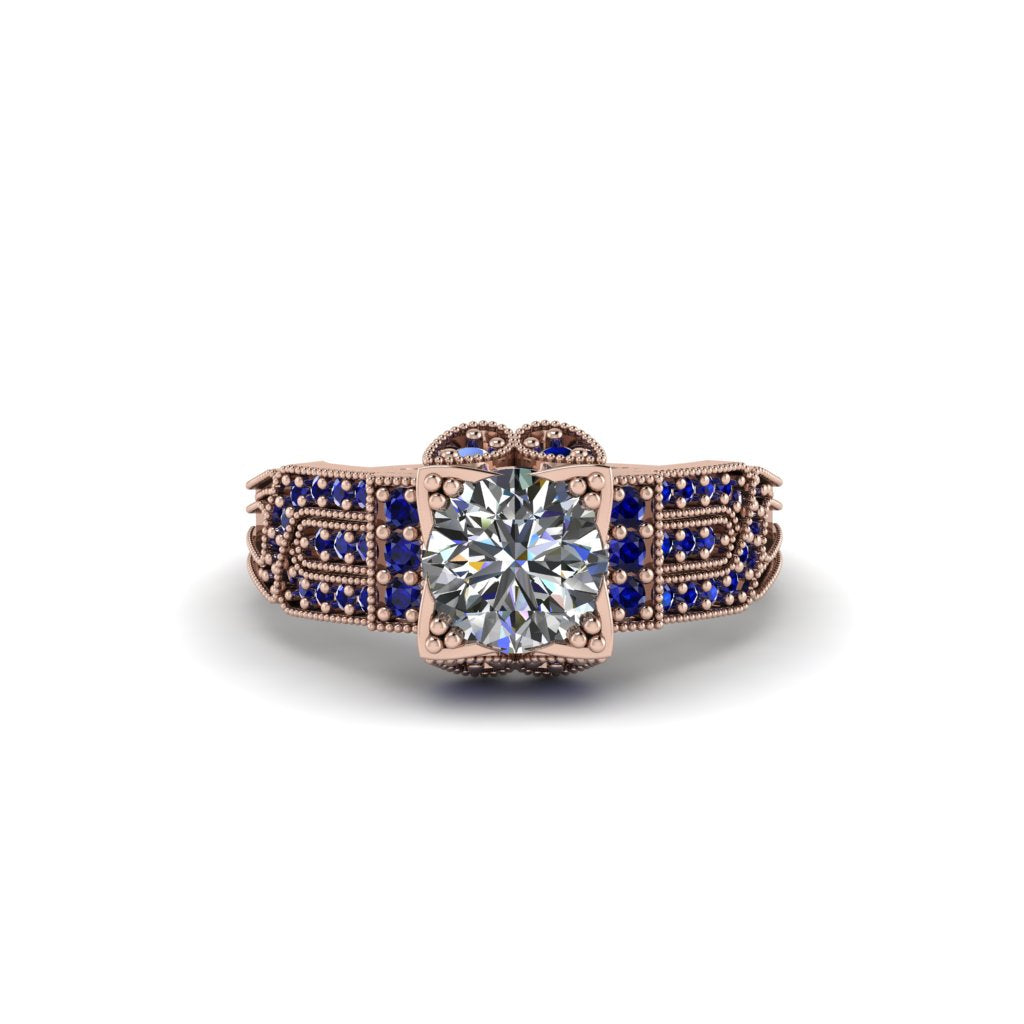 Diamond Milgrain Gold Engagement Ring - Lyric No. 62