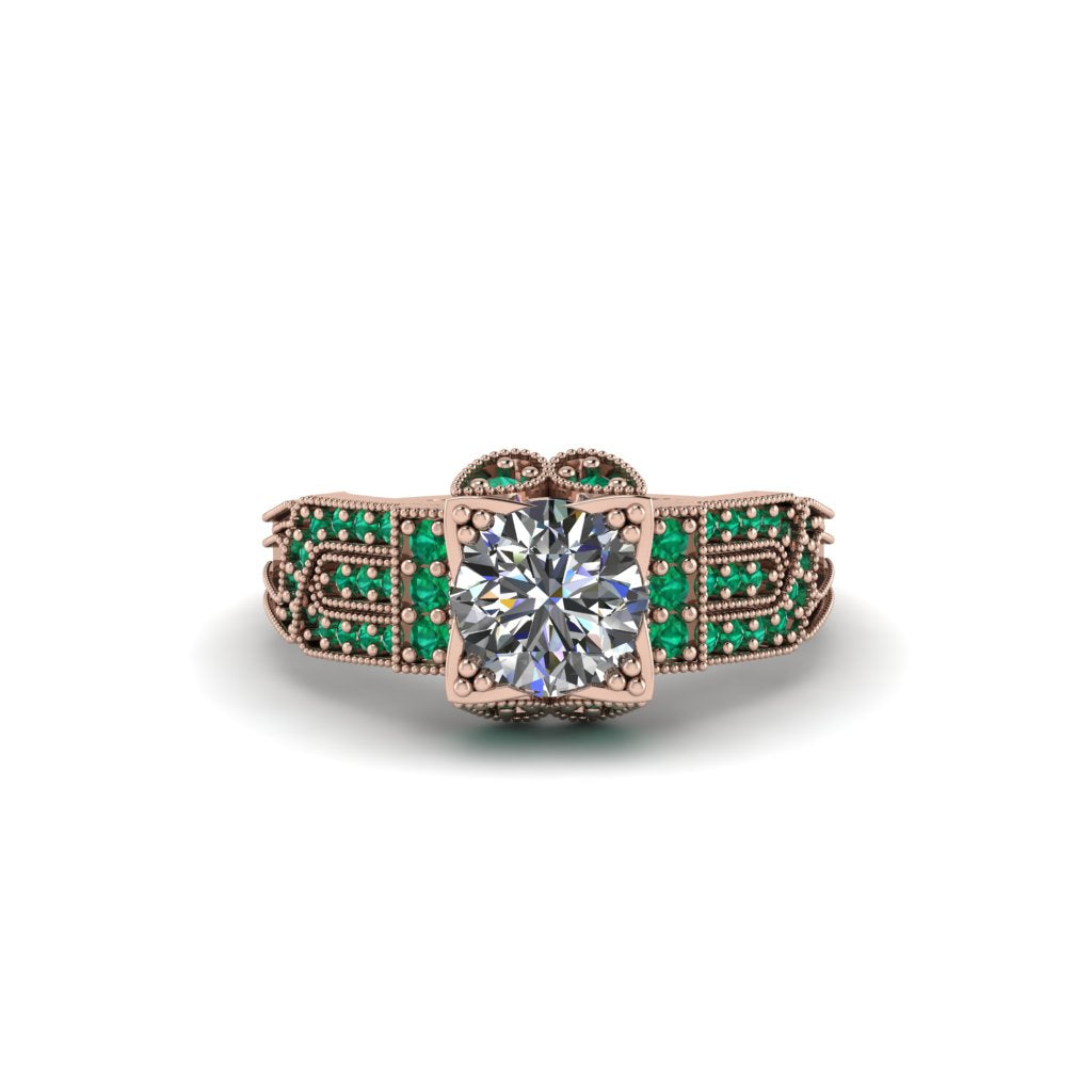 Diamond Milgrain Gold Engagement Ring - Lyric No. 17