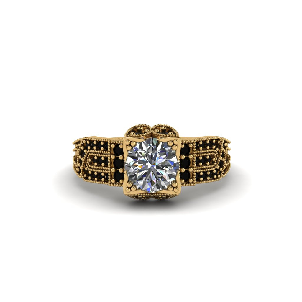 Diamond Milgrain Gold Engagement Ring - Lyric No. 31