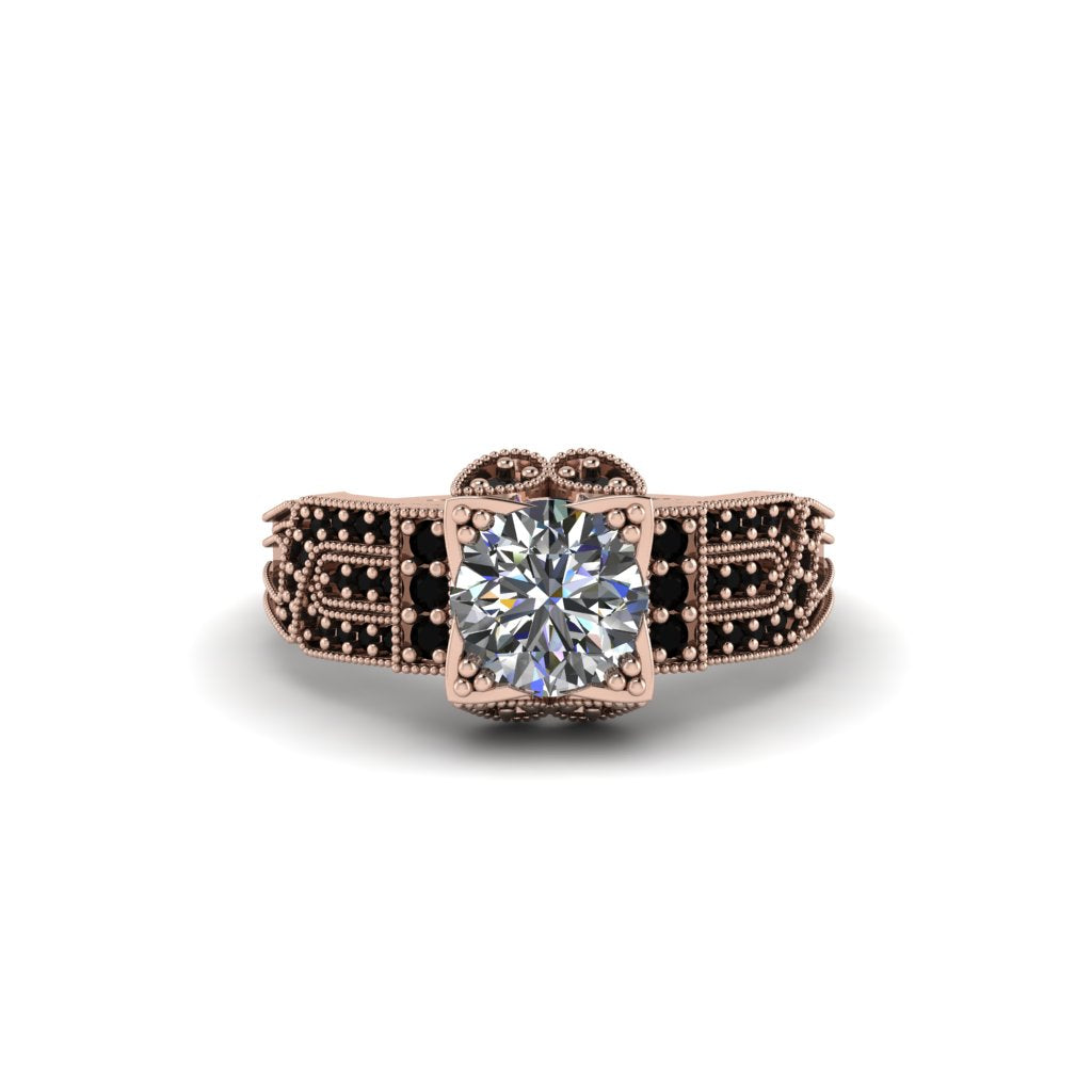 Diamond Milgrain Gold Engagement Ring - Lyric No. 32