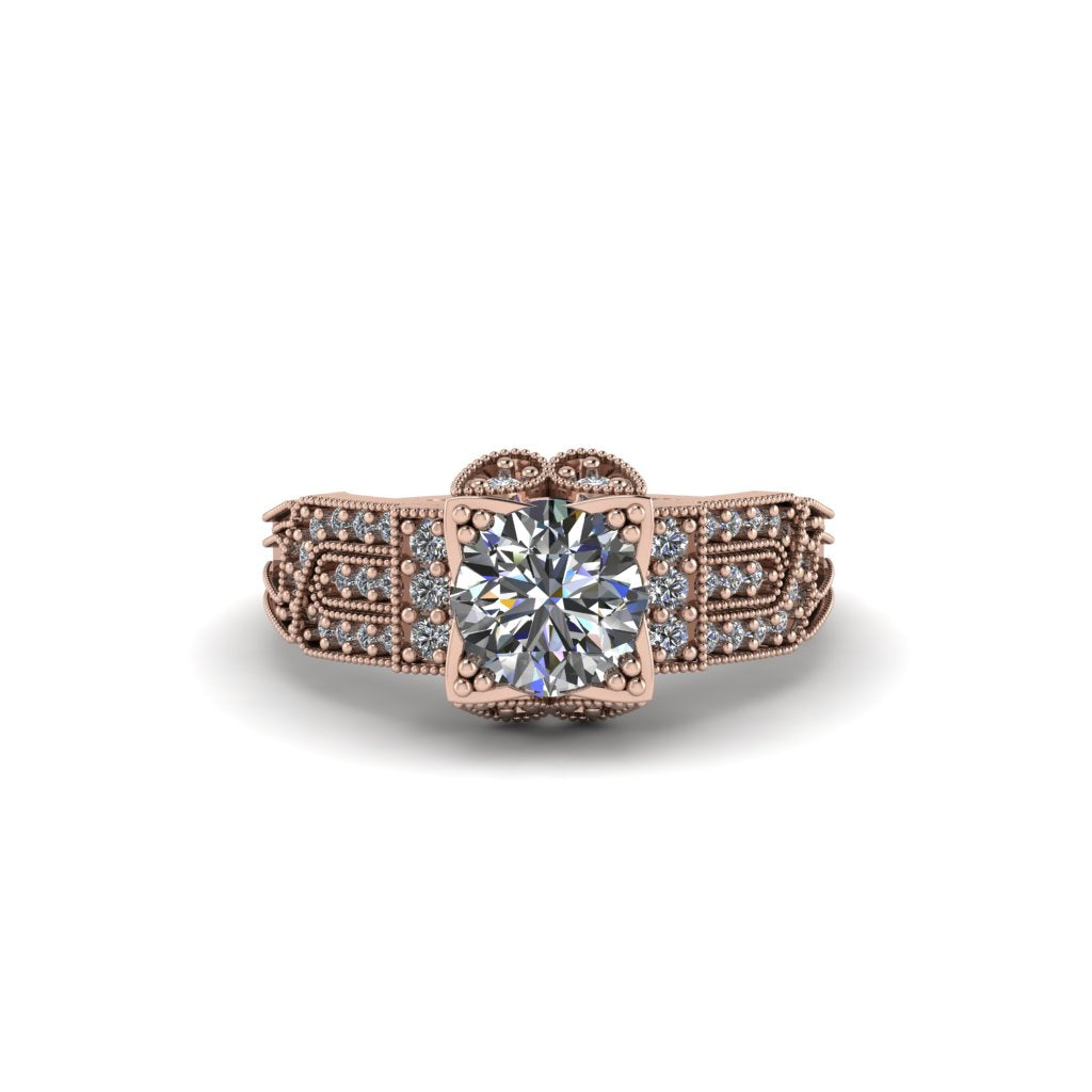 Diamond Milgrain Gold Engagement Ring - Lyric No. 2
