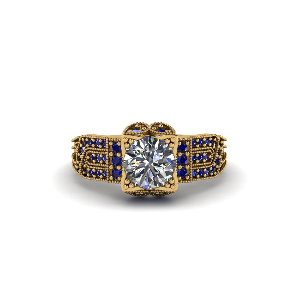Diamond Milgrain Gold Engagement Ring - Lyric No. 61