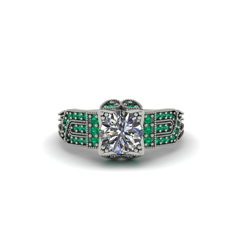 Diamond Milgrain Gold Engagement Ring - Lyric No. 18