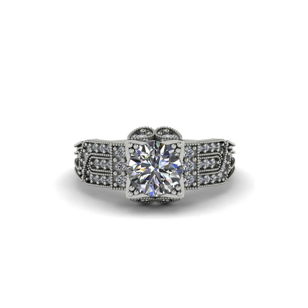 Diamond Milgrain Gold Engagement Ring - Lyric No. 3