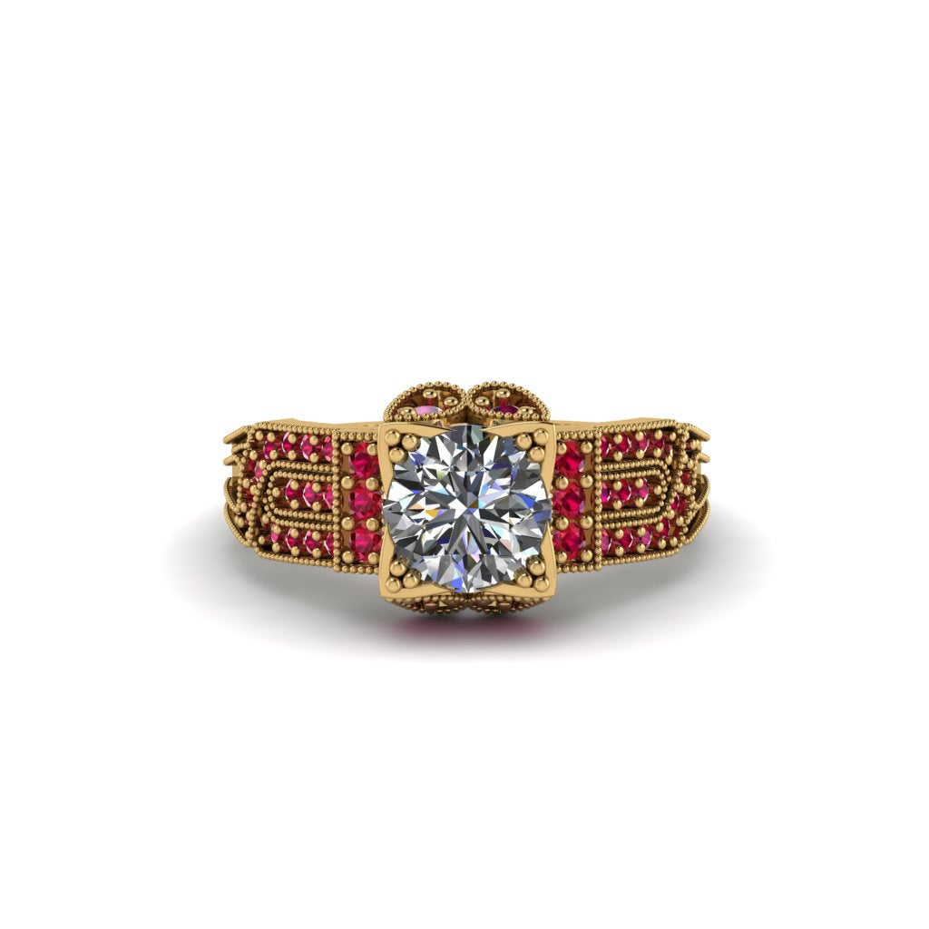 Diamond Milgrain Gold Engagement Ring - Lyric No. 46