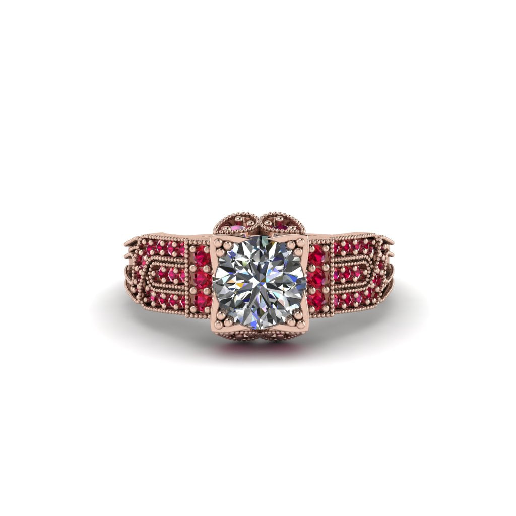 Diamond Milgrain Gold Engagement Ring - Lyric No. 47