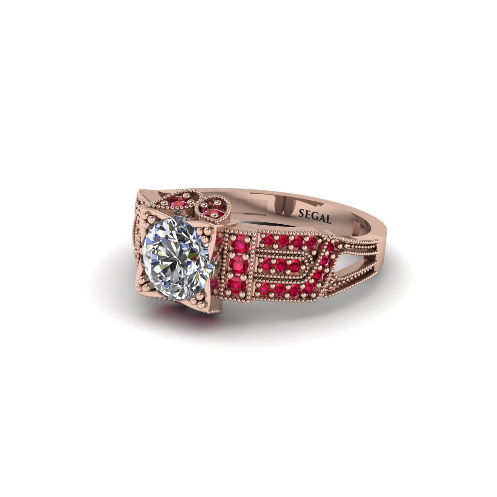 Diamond Milgrain Gold Engagement Ring - Lyric No. 47
