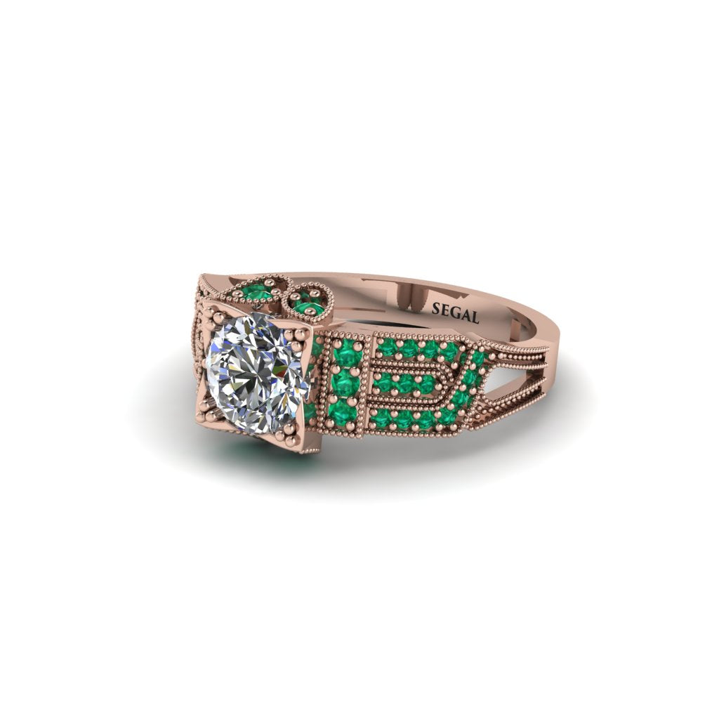 Diamond Milgrain Gold Engagement Ring - Lyric No. 17
