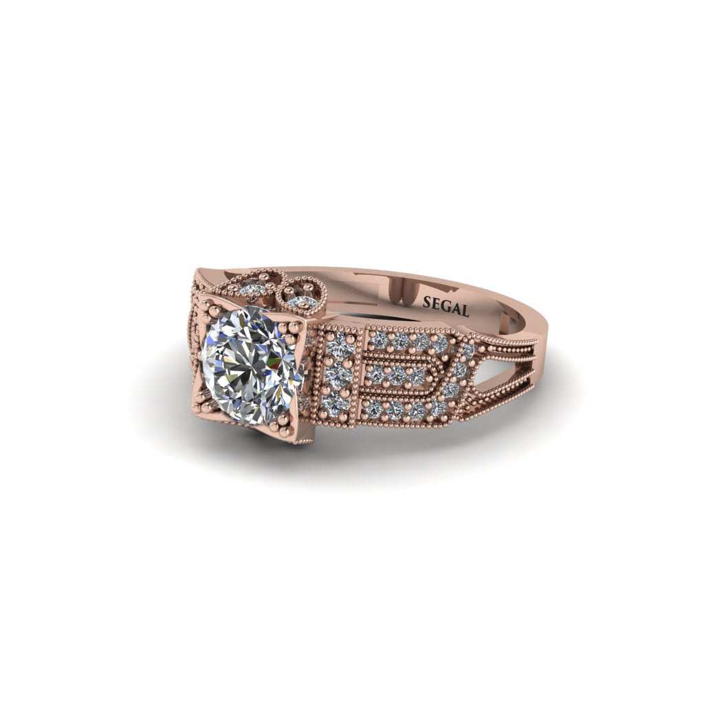 Diamond Milgrain Gold Engagement Ring - Lyric No. 2