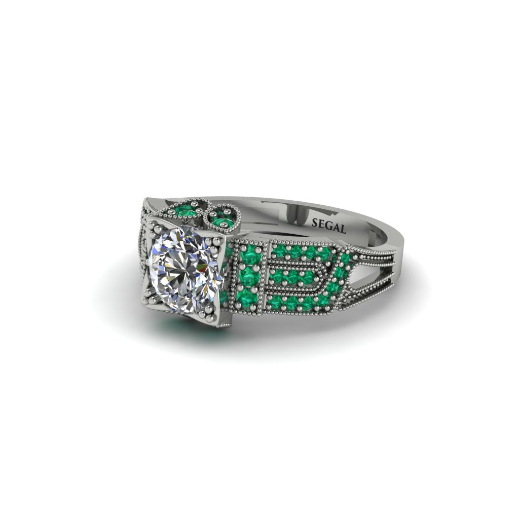 Diamond Milgrain Gold Engagement Ring - Lyric No. 18