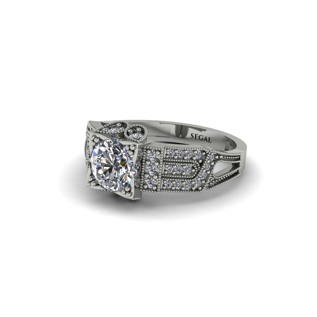 Diamond Milgrain Gold Engagement Ring - Lyric No. 3