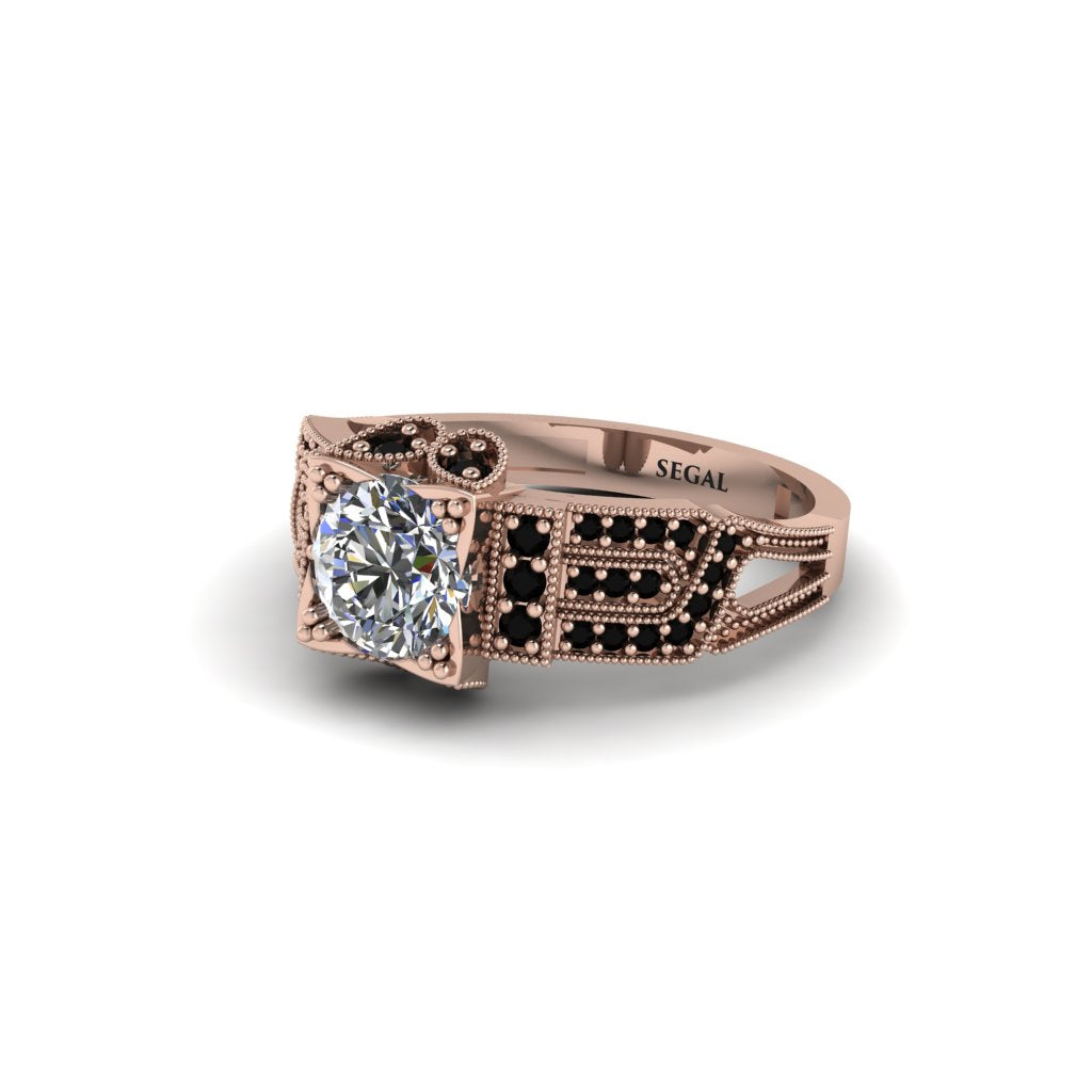 Diamond Milgrain Gold Engagement Ring - Lyric No. 32