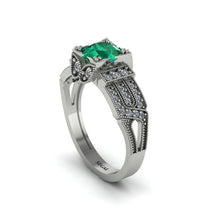 Emerald Milgrain Gold Engagement Ring - Lyric No. 6 image 1