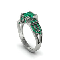 Emerald Milgrain Gold Engagement Ring - Lyric No. 21 image 1