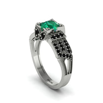 Emerald Milgrain Gold Engagement Ring - Lyric No. 36 image 1