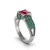 Ruby Milgrain Gold Engagement Ring - Lyric No. 27 image 1