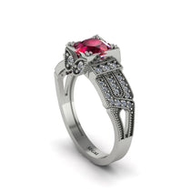 Ruby Milgrain Gold Engagement Ring - Lyric No. 12 image 1
