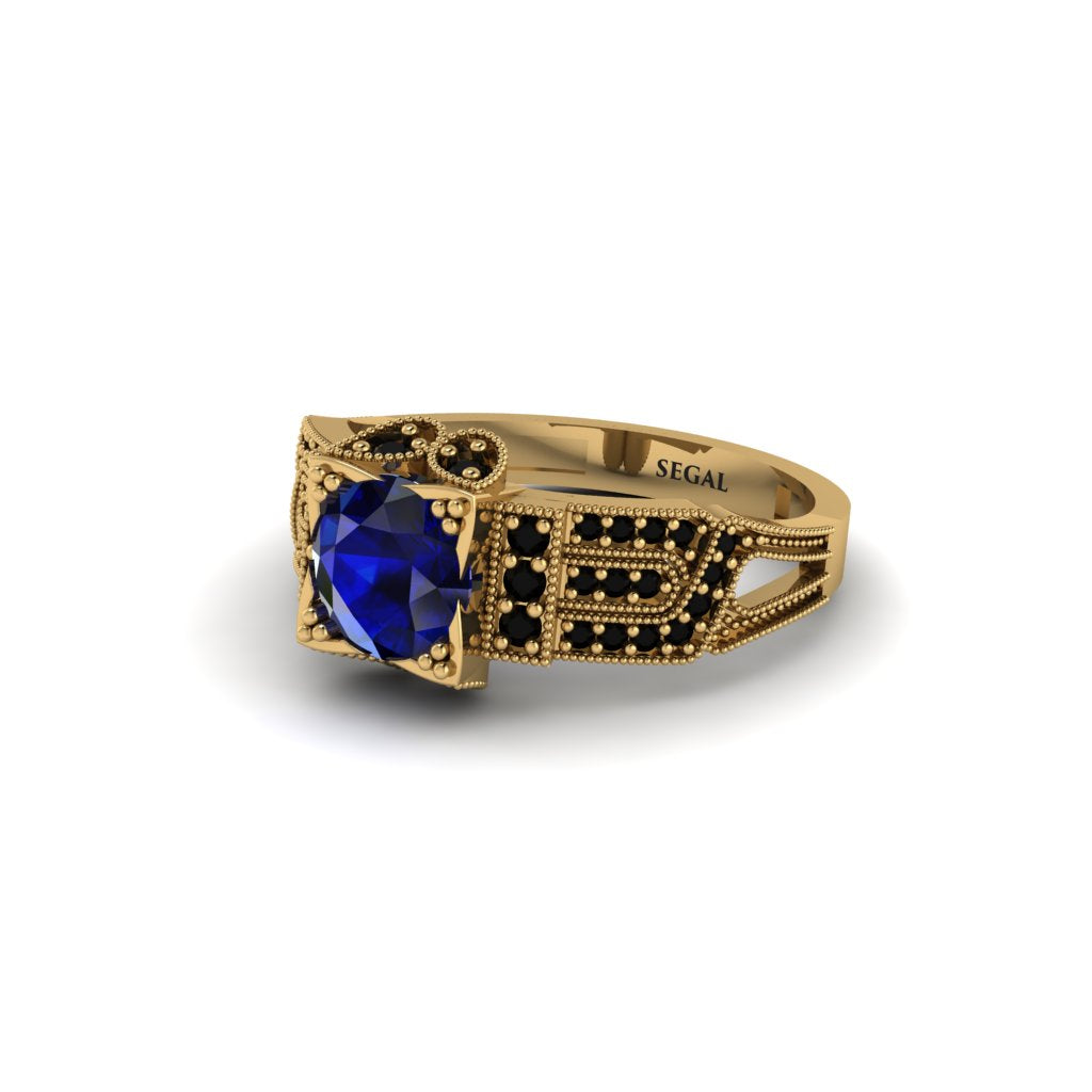 Sapphire Milgrain Gold Engagement Ring - Lyric No. 43