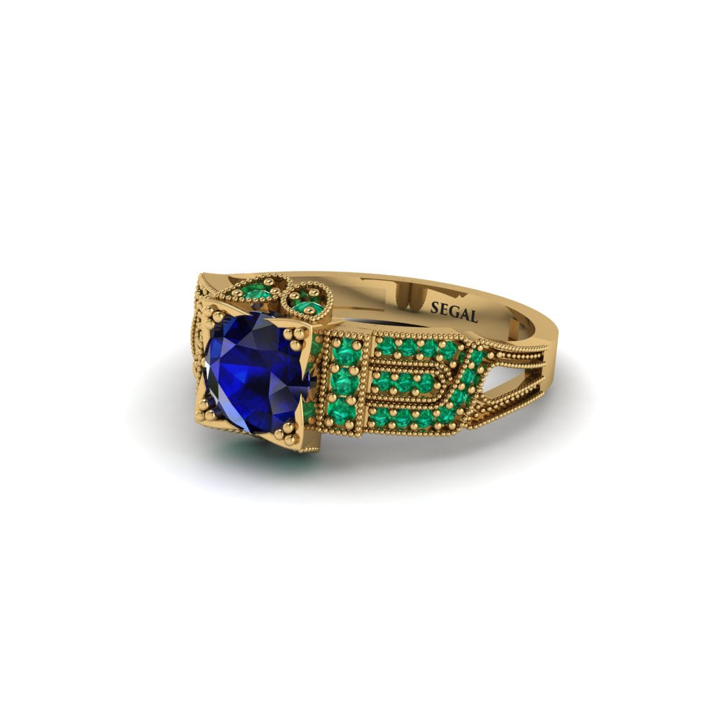 Sapphire Milgrain Gold Engagement Ring - Lyric No. 28