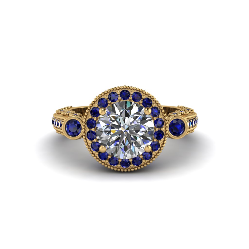 Milgrain Halo Pave Diamond Engagement Ring - Mabel No. 61