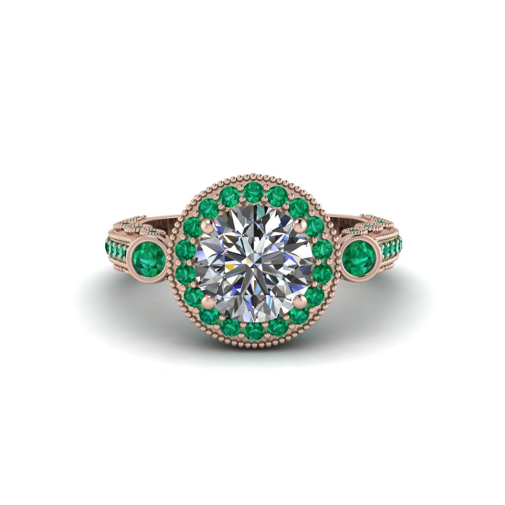 Milgrain Halo Pave Diamond Engagement Ring - Mabel No. 17