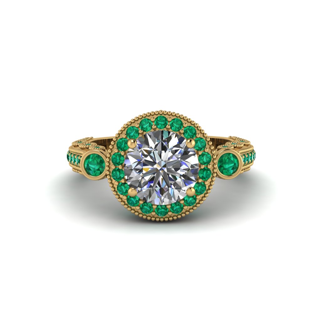 Milgrain Halo Pave Diamond Engagement Ring - Mabel No. 16