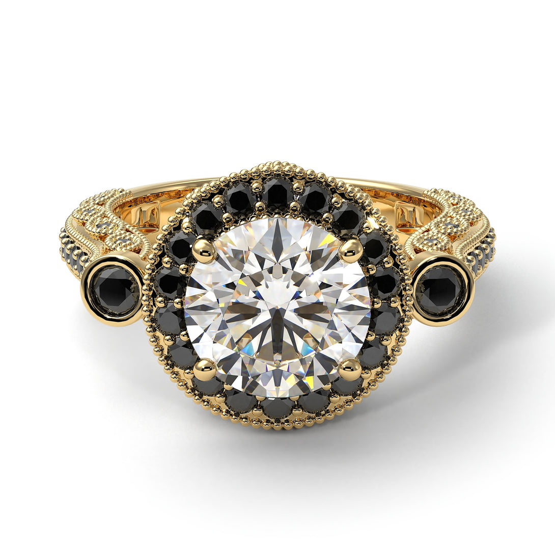 Milgrain Halo Pave Diamond Engagement Ring - Mabel No. 31