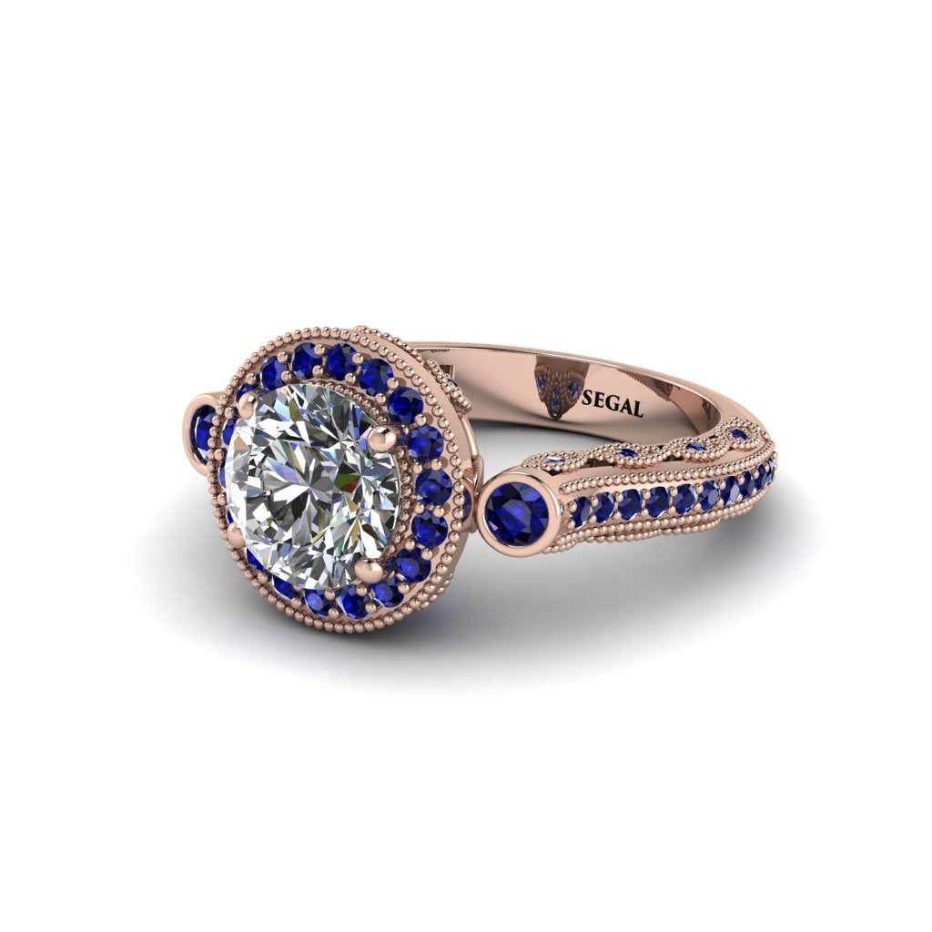 Milgrain Halo Pave Diamond Engagement Ring - Mabel No. 62