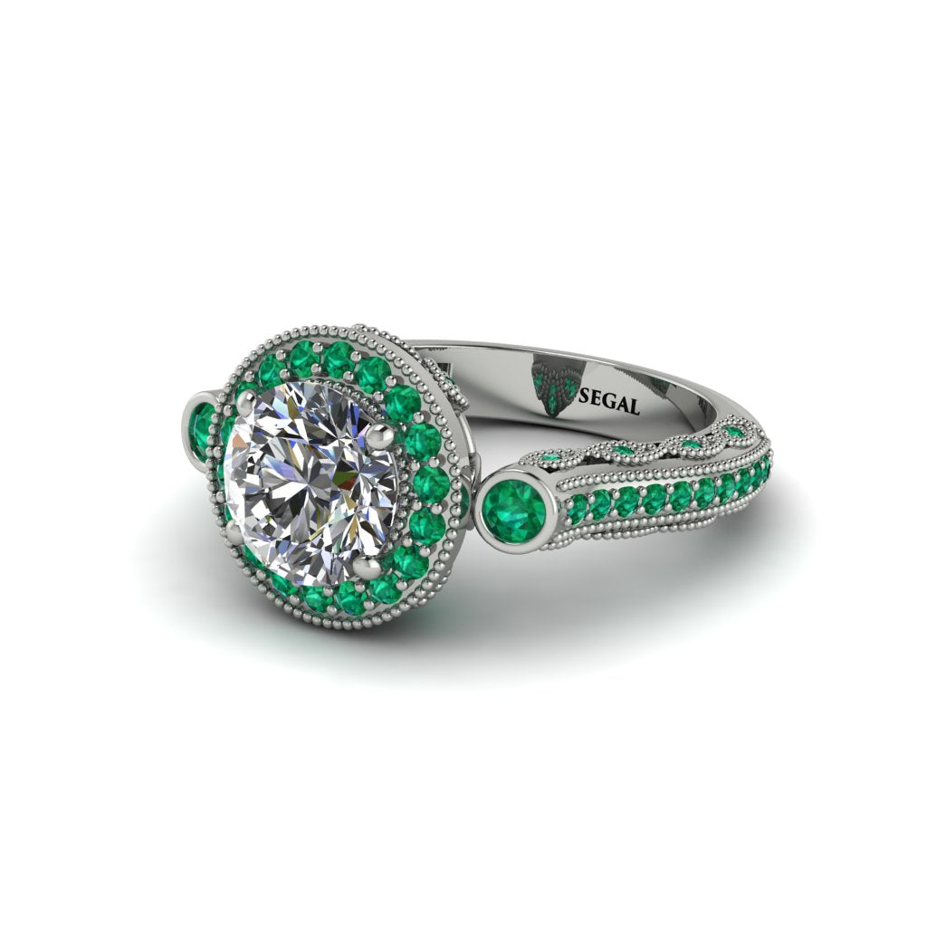 Milgrain Halo Pave Diamond Engagement Ring - Mabel No. 18