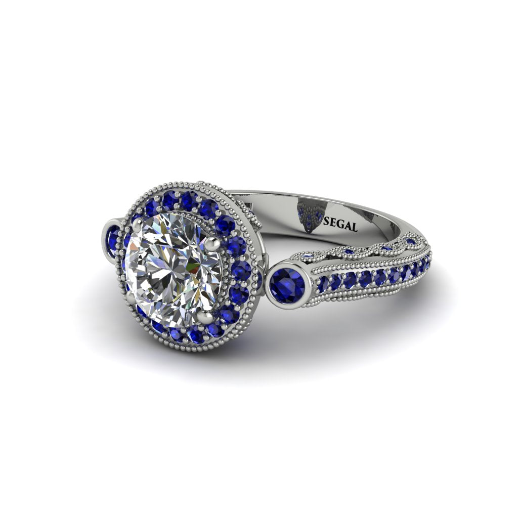 Milgrain Halo Pave Diamond Engagement Ring - Mabel No. 63