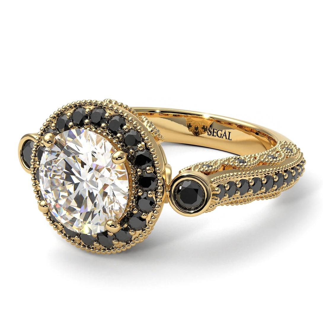 Milgrain Halo Pave Diamond Engagement Ring - Mabel No. 31