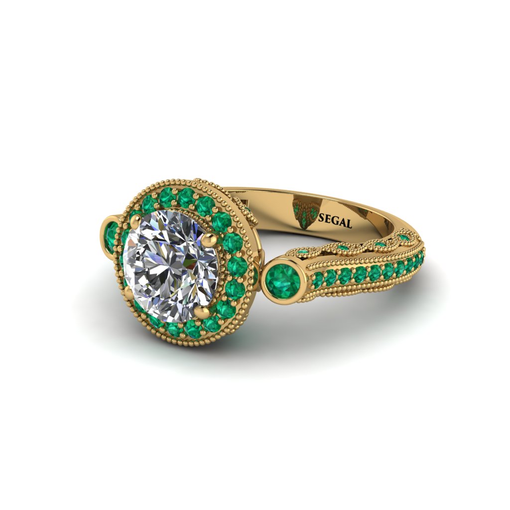 Milgrain Halo Pave Diamond Engagement Ring - Mabel No. 16