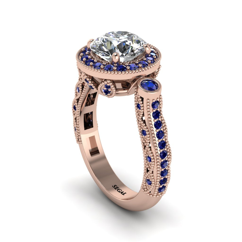 Milgrain Halo Pave Diamond Engagement Ring - Mabel No. 62
