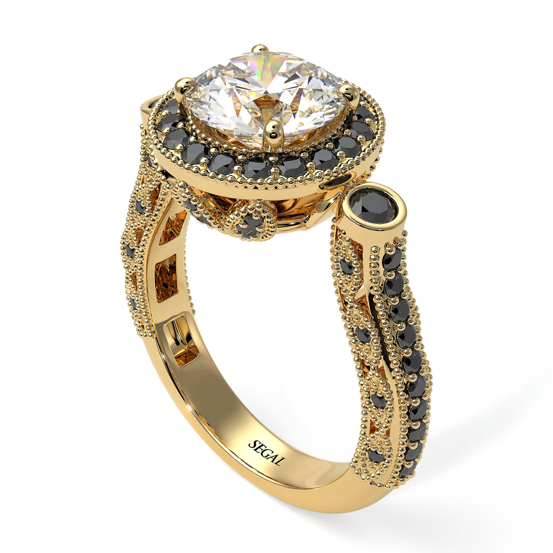 Milgrain Halo Pave Diamond Engagement Ring - Mabel No. 31