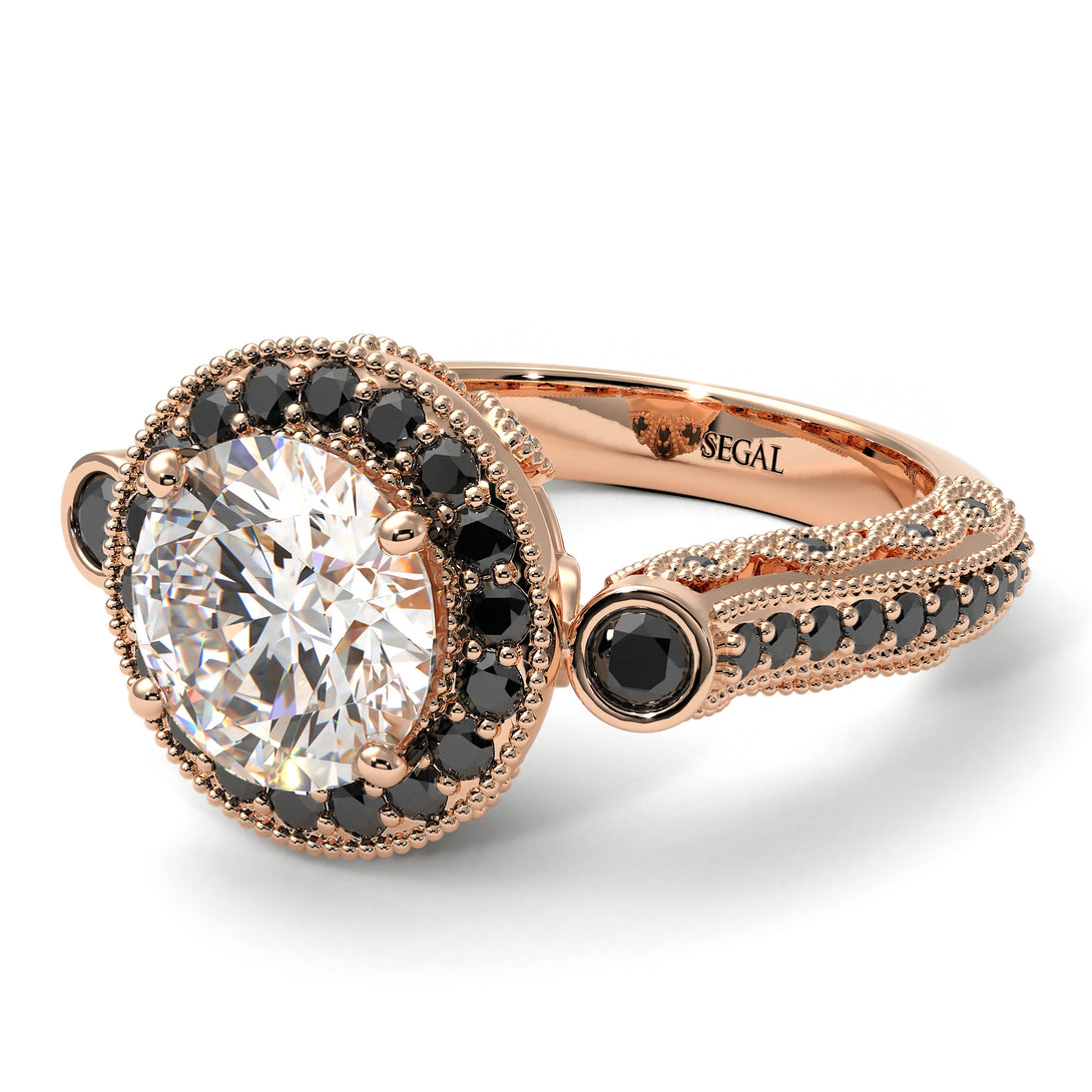 Milgrain Halo Pave Diamond Engagement Ring - Mabel No. 32