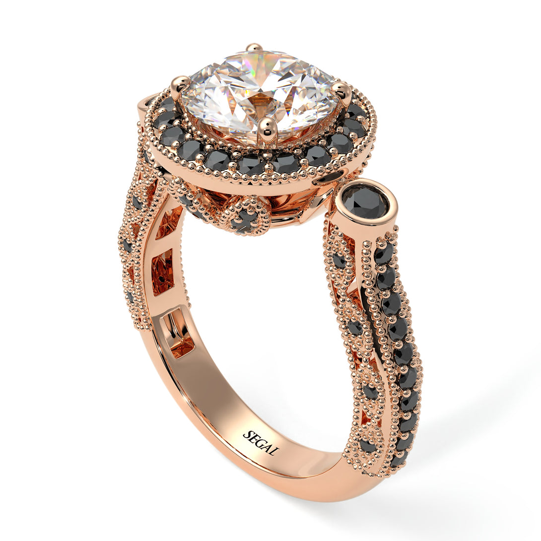 Milgrain Halo Pave Diamond Engagement Ring - Mabel No. 32