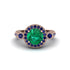 Milgrain Halo Pave Emerald Engagement Ring - Mabel No. 65