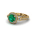 Milgrain Halo Pave Emerald Engagement Ring - Mabel No. 4