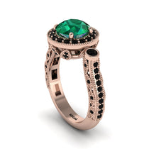 Milgrain Halo Pave Emerald Engagement Ring - Mabel No. 35 image 1