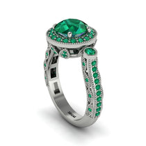 Milgrain Halo Pave Emerald Engagement Ring - Mabel No. 21 image 1