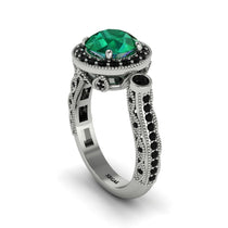 Milgrain Halo Pave Emerald Engagement Ring - Mabel No. 36 image 1