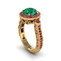 Milgrain Halo Pave Emerald Engagement Ring - Mabel No. 49 image 1